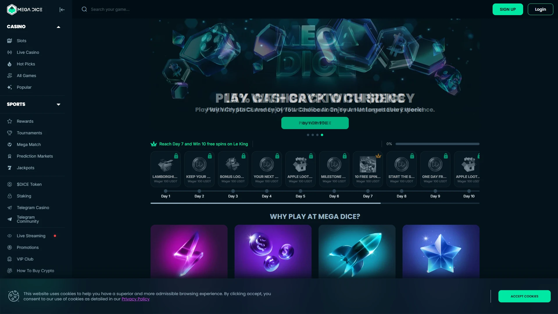 Megadice homepage
