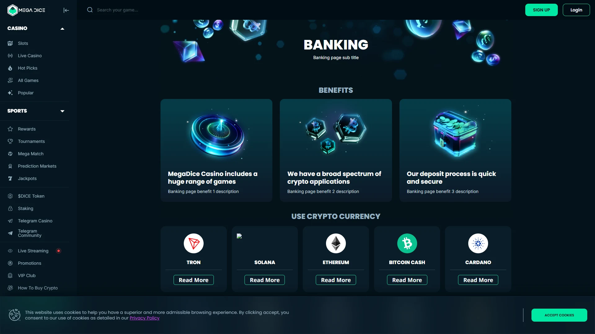 Megadice payment methods